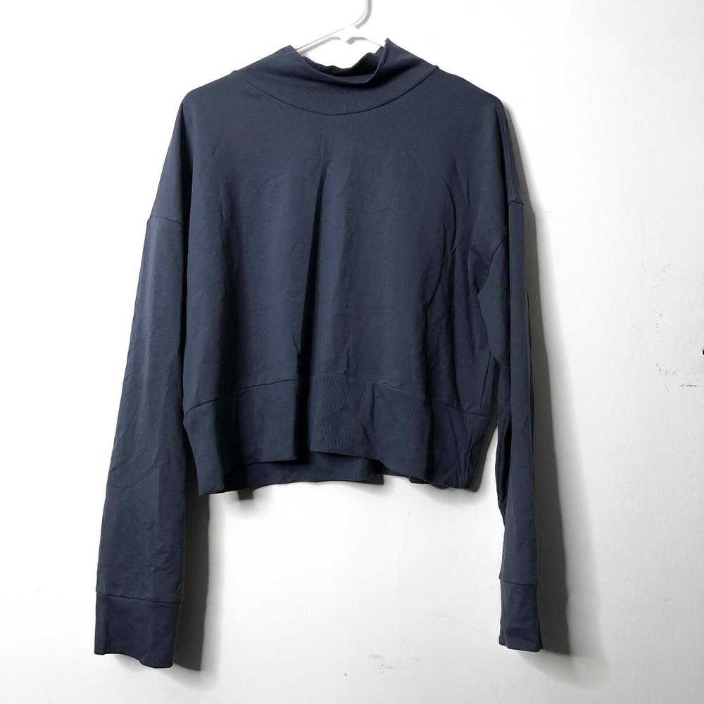 Threads 4 Thought Women's XL Cropped Sweatshirt, Gray/Grey, Pullover, Mock Neck